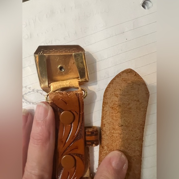 Western kids full grain leather belt with buckle - Picture 4 of 7